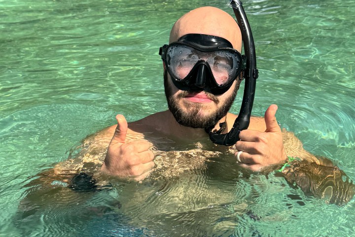 a man swimming in the water